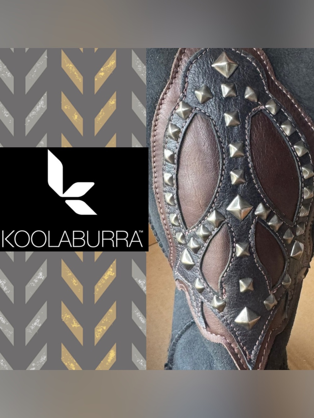 Y2K Koolaburra Tribal Peace by Kettle Black Shearling Ugg Boots 2000s